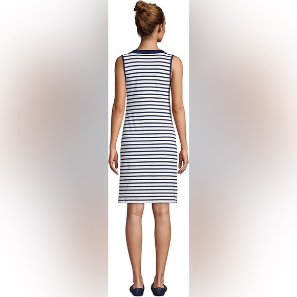 Lands End Navy White Striped Tank Dress Sz S - Picture 6 of 10